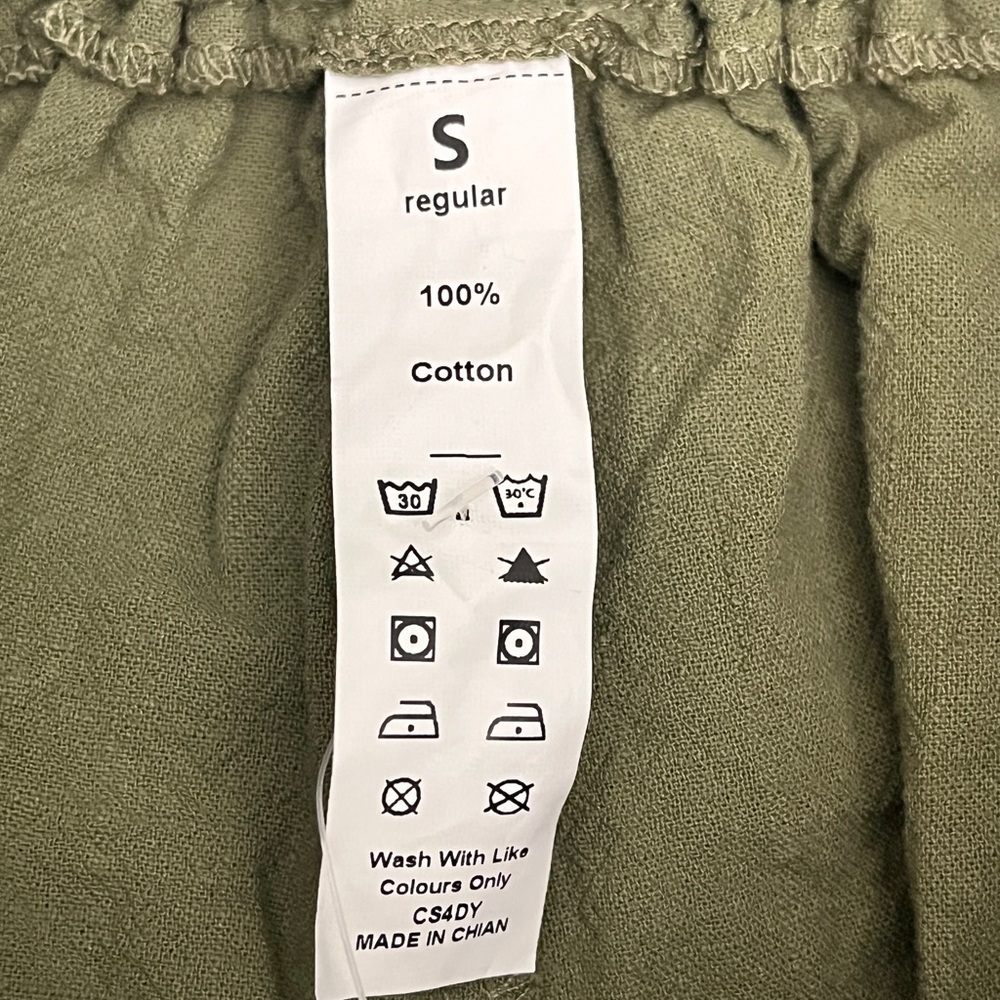Halara High Waisted Pocket Wide Leg Olive Green Casual Linen-Feel Pants Small - Picture 10 of 13